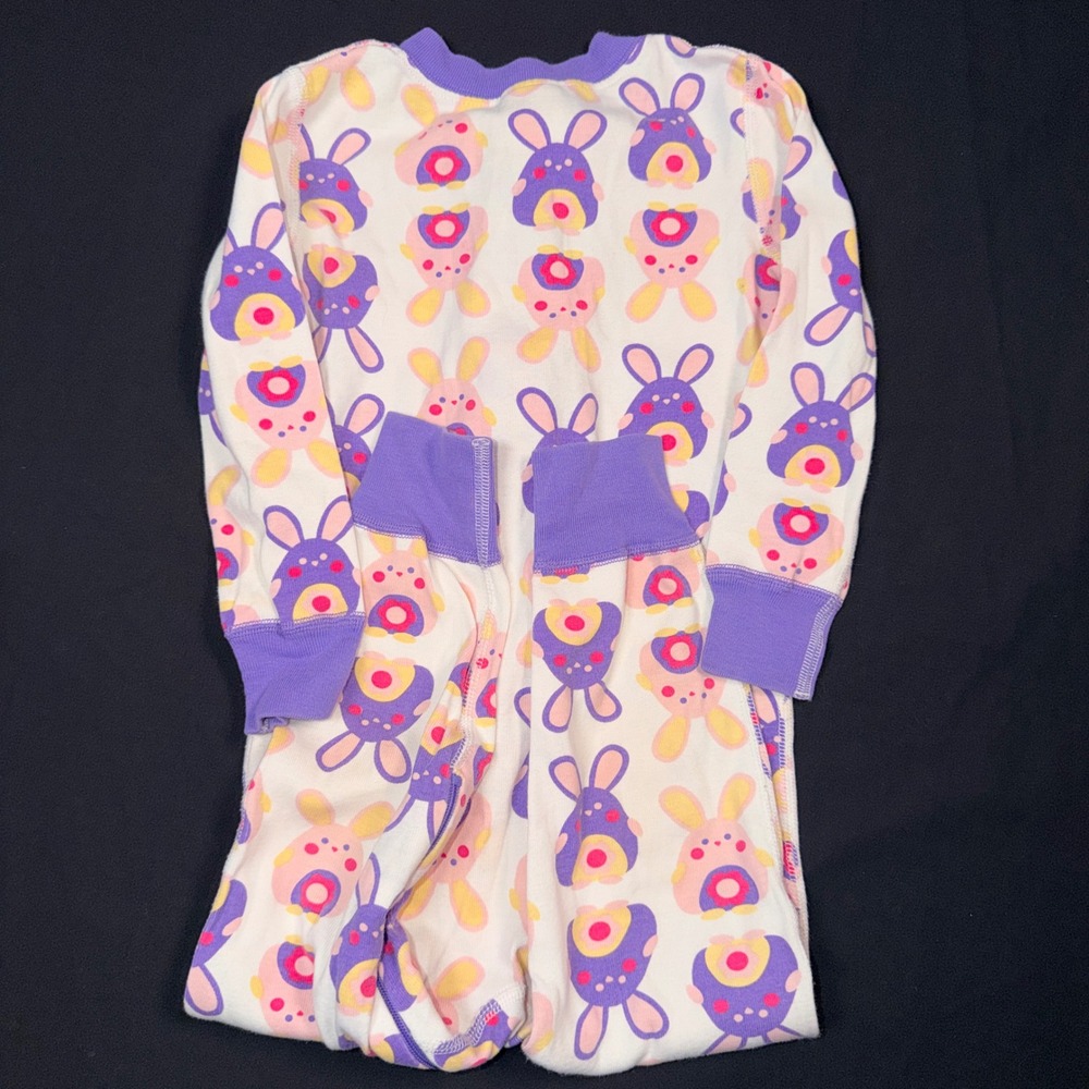 Hanna Andersson Kids Organic Cotton Bunny Pajamas Footless Size (90) 3 - Picture 3 of 4